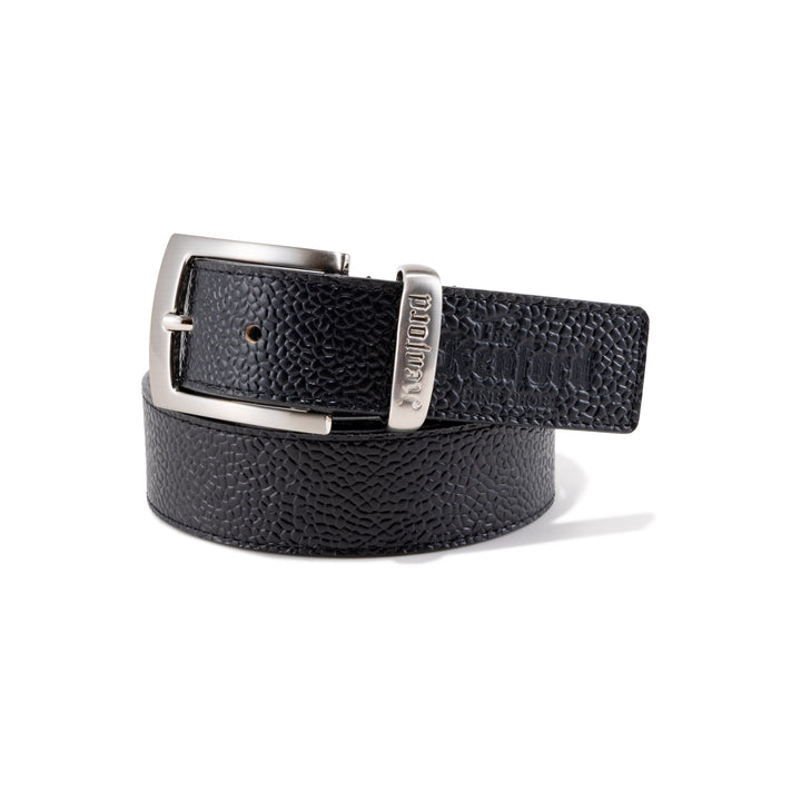 EMBOSSED LEATHER BELT / SCOTCH BLACK