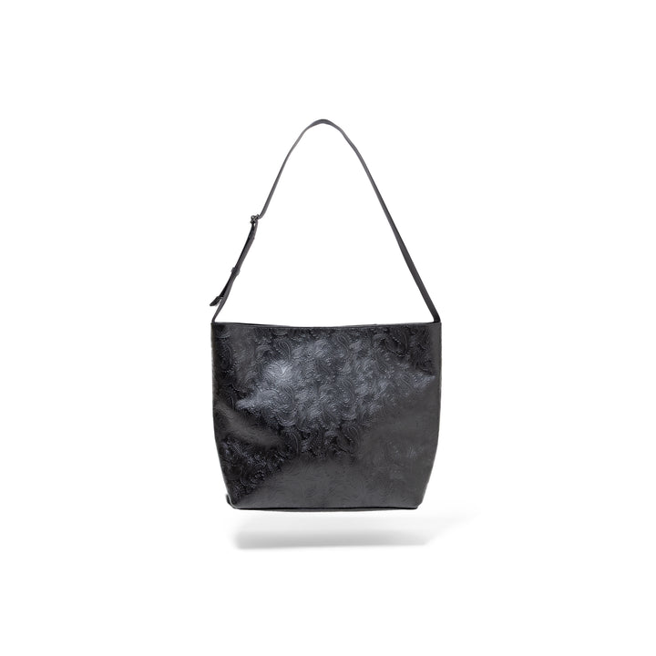 EMBOSSED LEATHER SHOULDER BAG/BLACK PAISLEY
